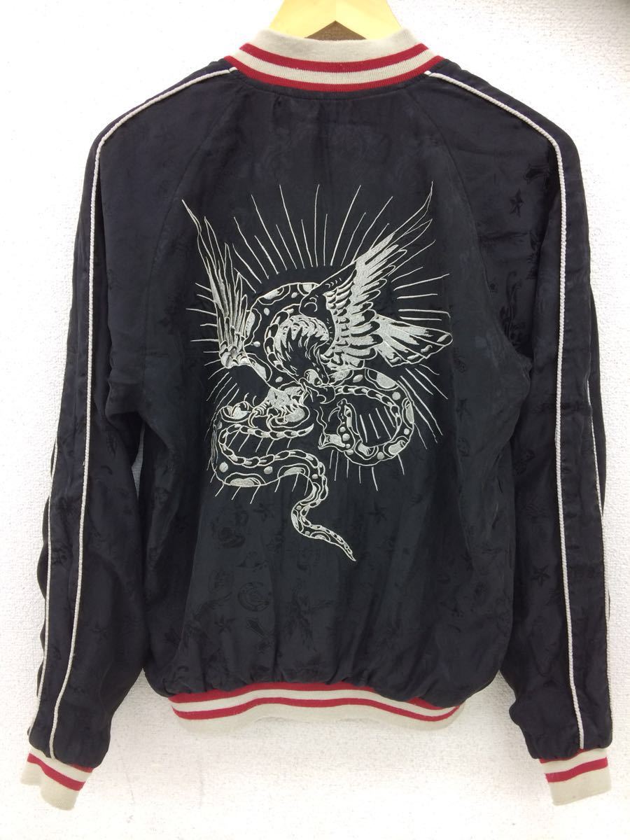 ☆SILK100%☆Ed Hardy エドハーディー 鷹 虎 刺繍 レーヨン&シルク 