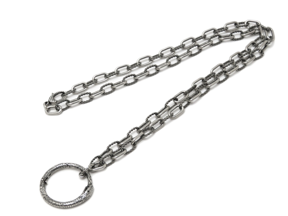【新同】 GUCCI グッチ ウロボロス ロング ネックレス アクセサリー 蛇 シルバー SV 925 524598 【A31895】