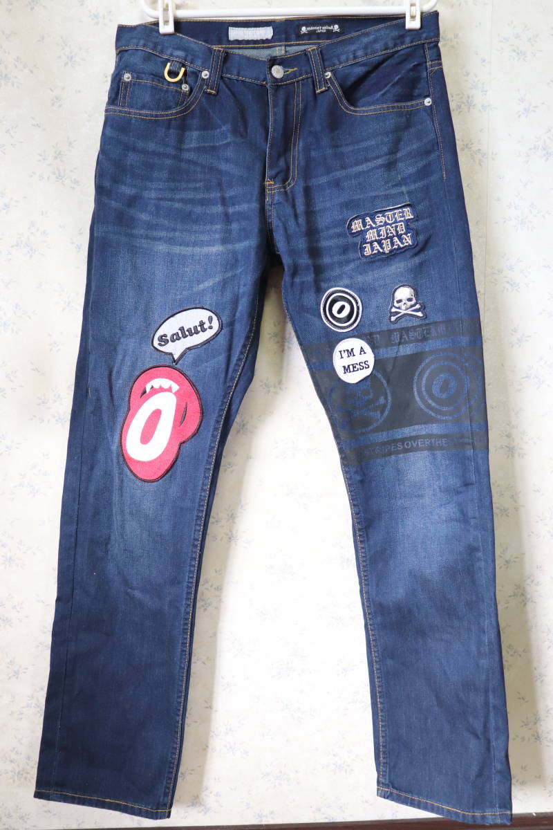 mastermind JAPAN スカル デニムパンツ ホワイト 赤ライン mastermind 