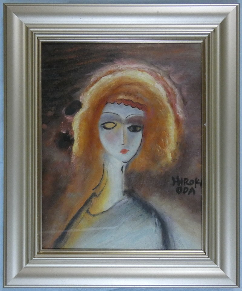 真作」織田広喜「少女」人物画 油彩画 額装 サイン有り F6号 真作