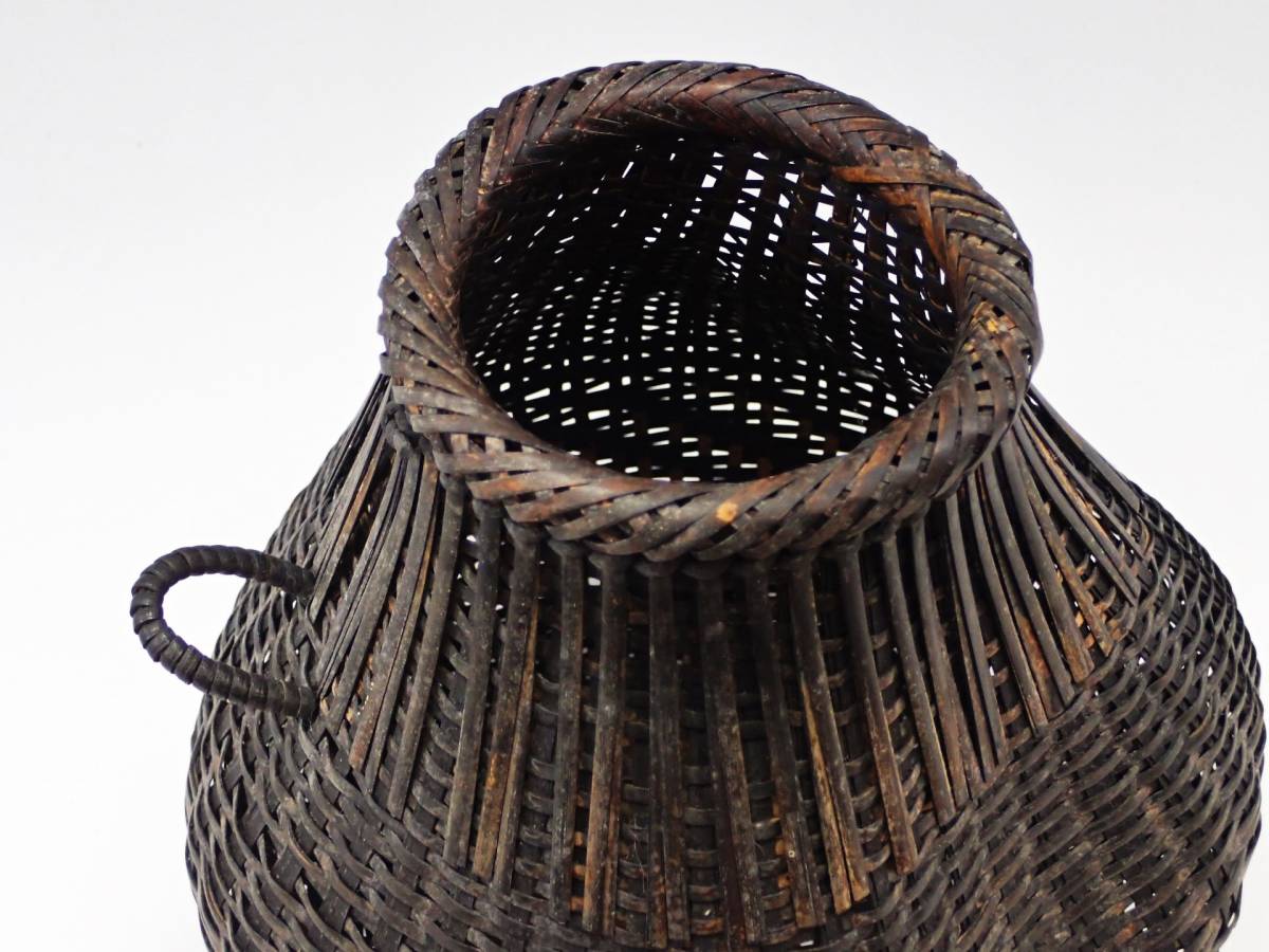 正規品，お買い得】 島村白峰斎 作 桂籠 花籠 籠花入 金沢竹細工