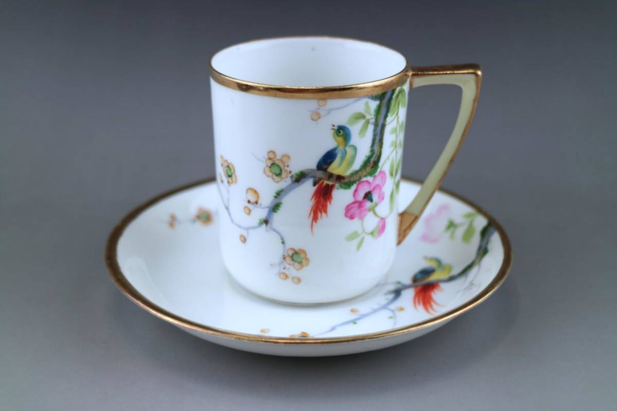 ★オールドノリタケ★金彩梅と野鳥文図★カップ＆ソーサ★美品