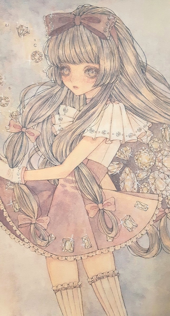 手描きイラスト 1点もの A4 オリジナル アナログ 原画 モノクロ 鉛筆