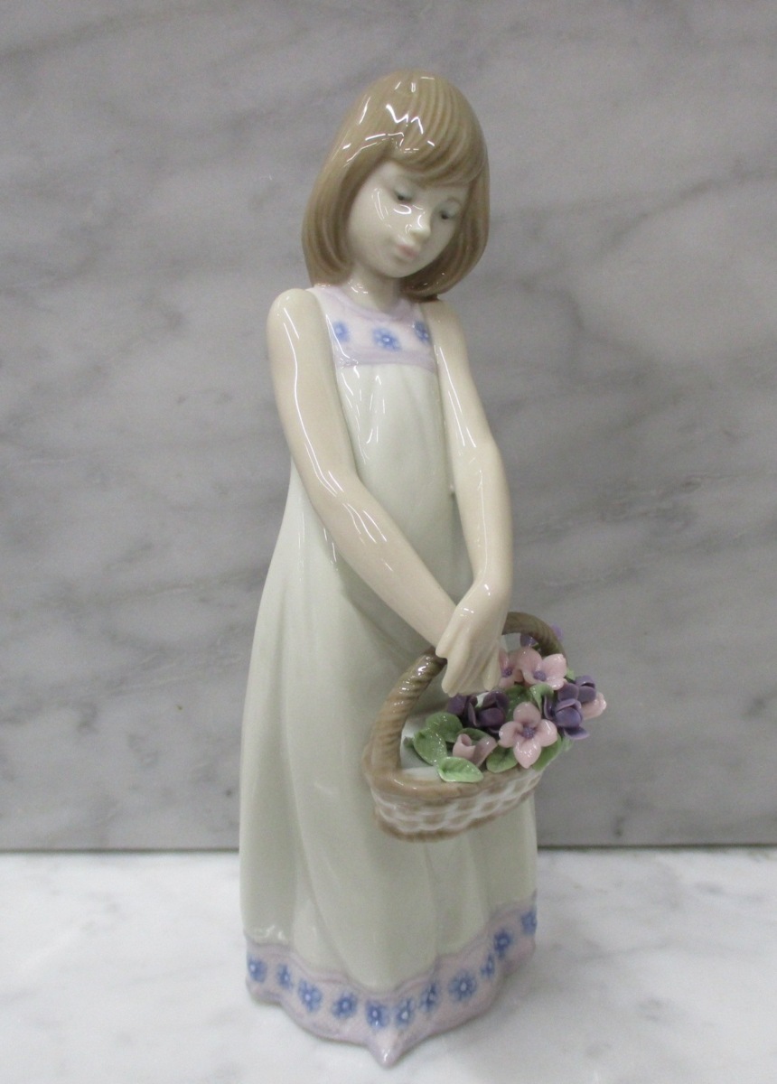 置物 LLADRO 陶器人形 リヤドロ Aリヤドロ メルカリ 花かご 少女 - 花