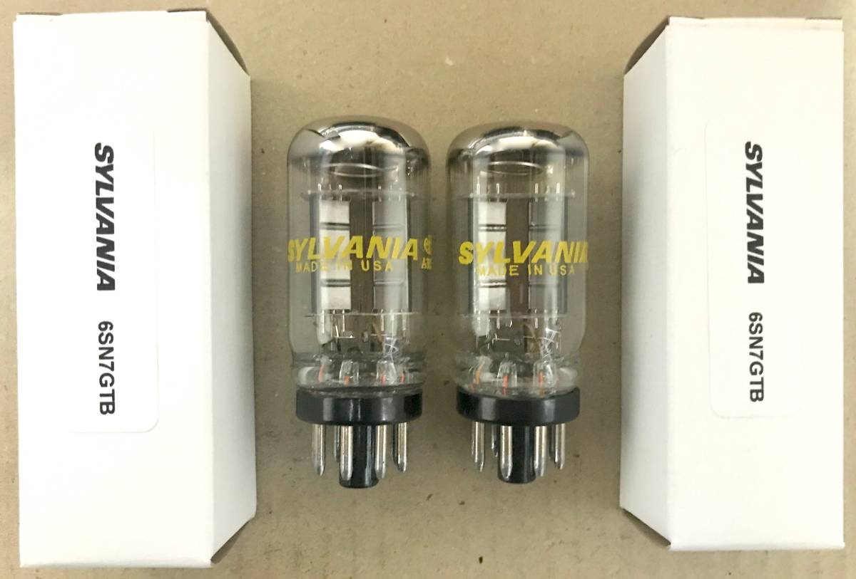 ■NEW11057■ SYLVANIA 6SN7GTB（ブラックプレート、コインベース） 同一デートコード新品白箱入２本セット