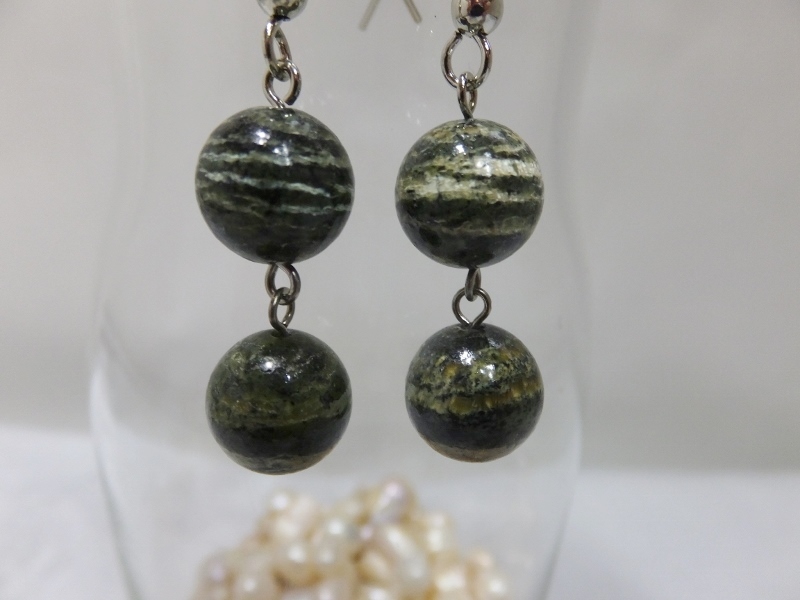ゼブラジャスパーピアス イヤリング 256 ゼブラジャスパー8mm×カット