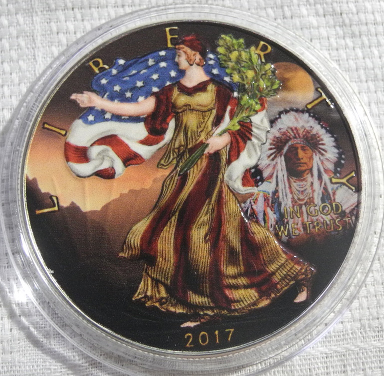 アメリカ 1ドル銀貨 1oz 2017年 イーグル リバティ 限定カラー