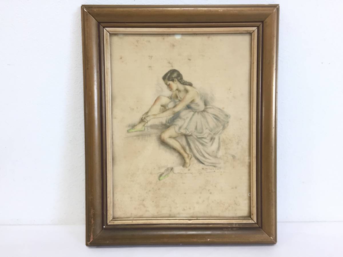 アンティークバレリーナの絵画：素朴な農家風アートプリント 
