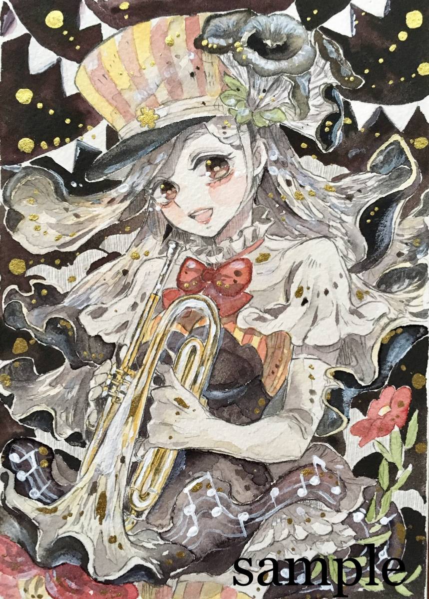 手描きイラスト 水彩原画 森の妖精163 寒く 