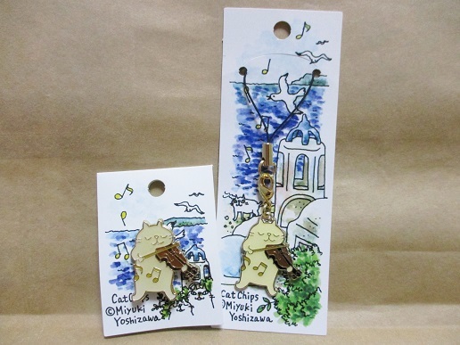 キャットチップス　ピンバッチとストラップ　バイオリン_1