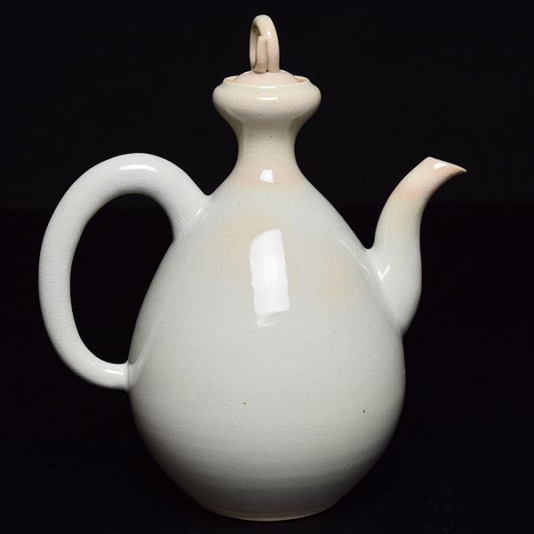 柴岡 信義 造 備前焼 大振 横手 急須 共箱 】 煎茶道具 茶器 茶具 茶瓶