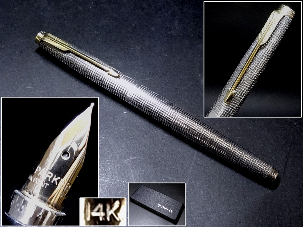 侍】PARKER パーカー スターリングシルバー ペン先 K14 万年筆 青