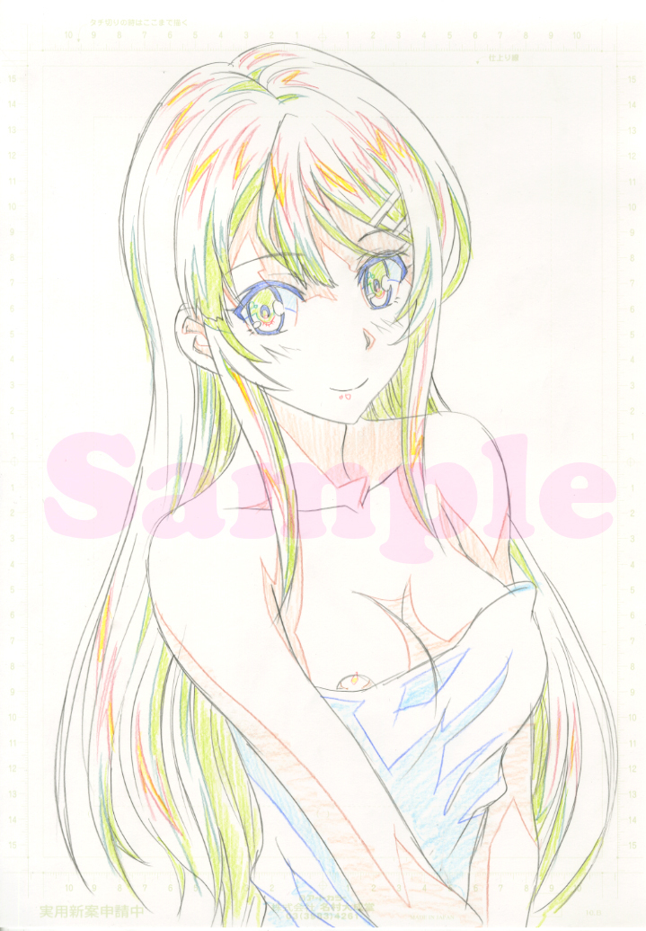 本日終了！【片励会】コミケ用色紙「青ブタ～/桜島麻衣・バスタオルver」原画付属