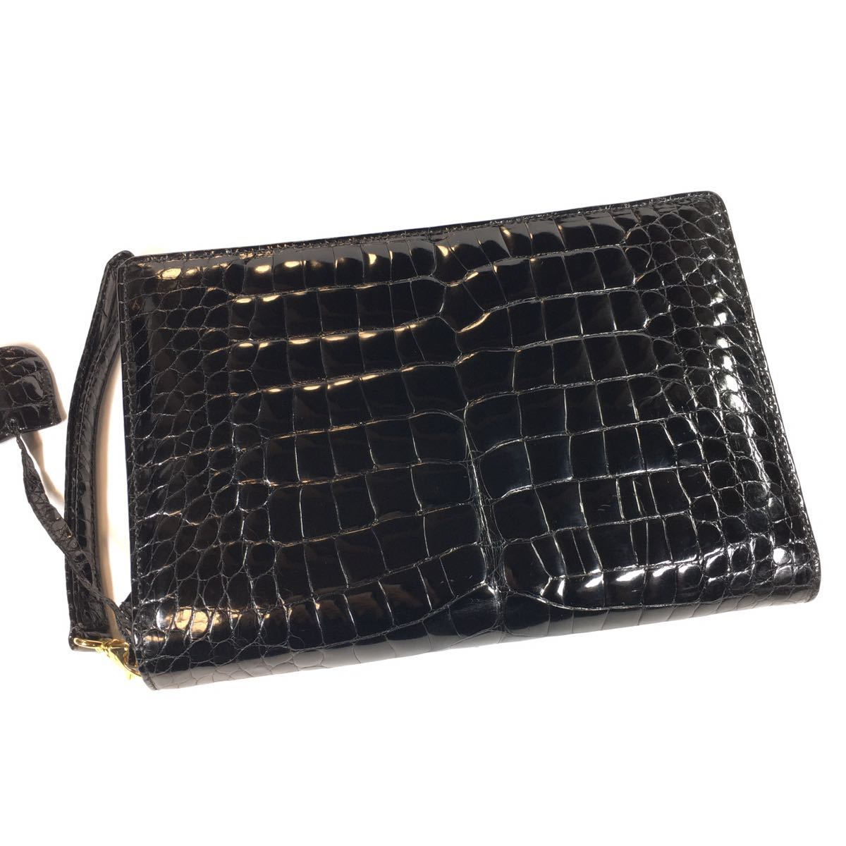 綺麗【モレスキー】本物 MORESCHI クロコダイル セカンドバッグ 黒 