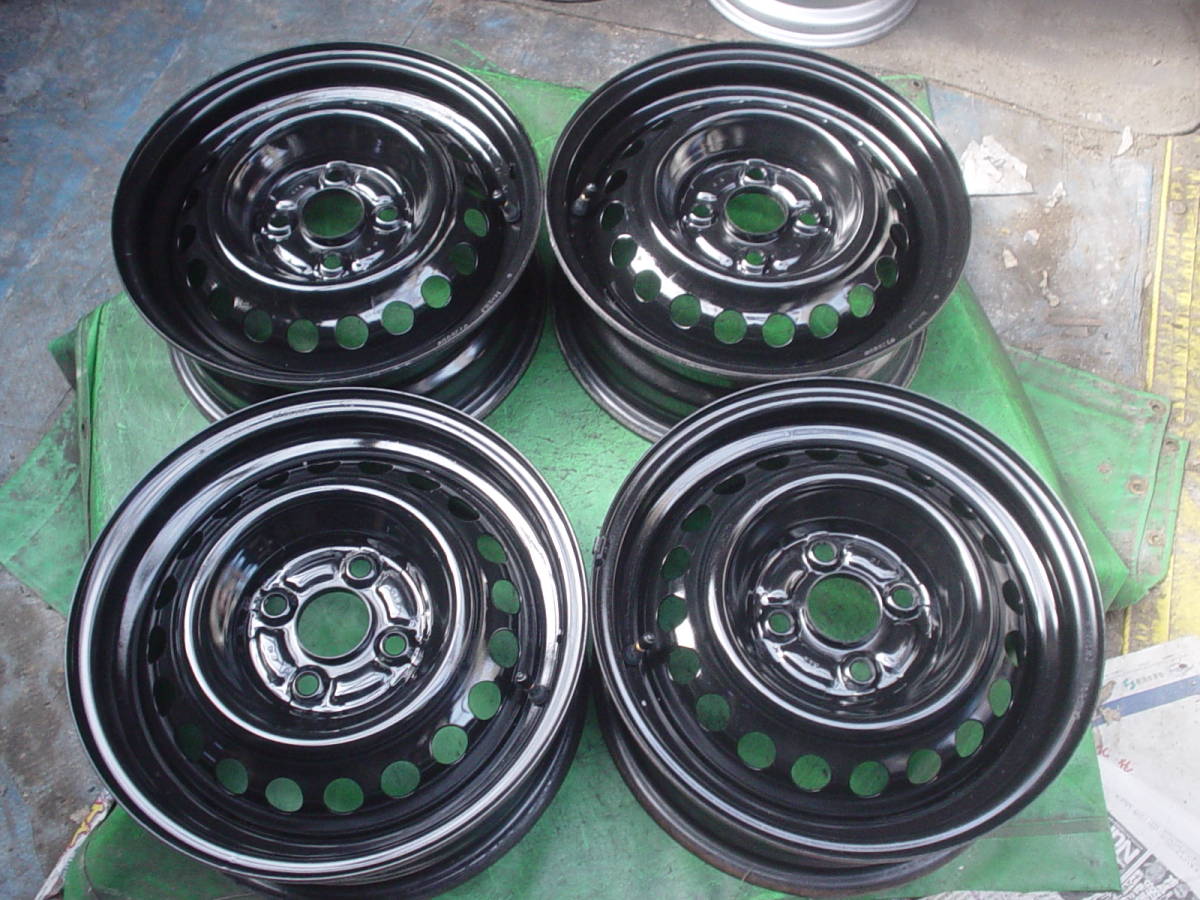 フィット ホンダ 純正 スチールホイール +45 4H 15×5.5J 鉄 PCD100 中古 14