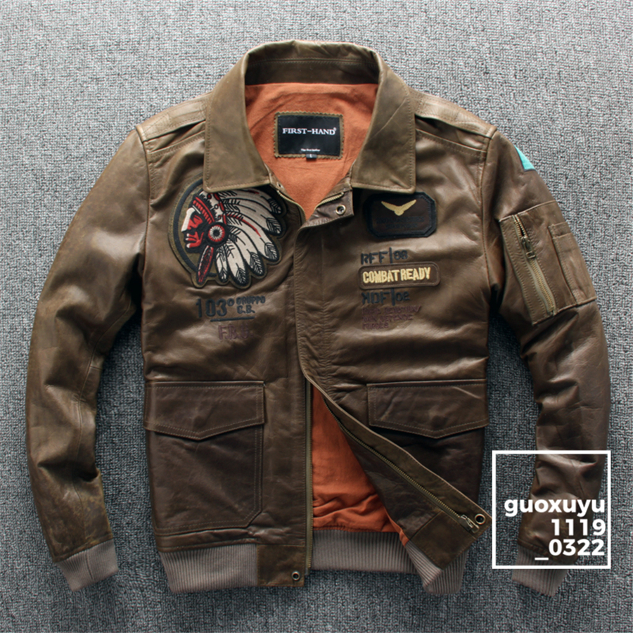 本革フライトジャケット 刺繍 送料無料 アメリカ空軍服 | A-2 レザー