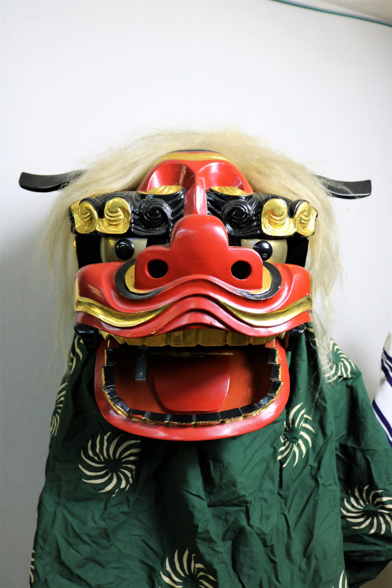 33RFI 【伝統文化】 木彫 獅子頭 ◇ 獅子舞 神楽面 ししまい 獅子舞面