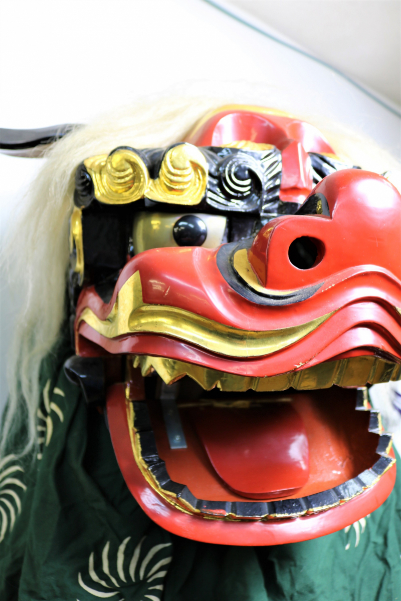 33RFI 【伝統文化】 木彫 獅子頭 ◇ 獅子舞 神楽面 ししまい 獅子舞面