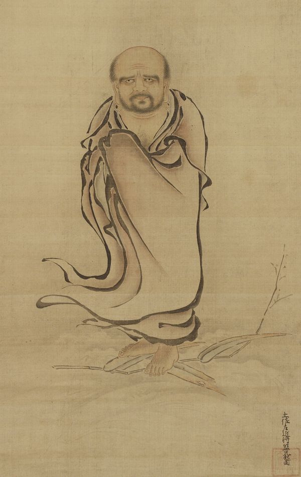 真作】掛軸 土佐光起 芦葉達磨図 時代極上箱入 江戸前期 土佐派 絵所預