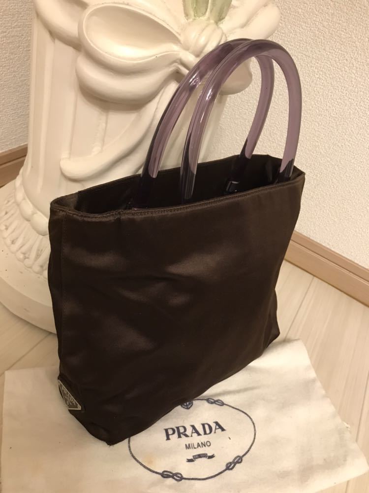 極美品 PRADA プラダ プラスチックハンドル ハンドバッグ ショルダー 