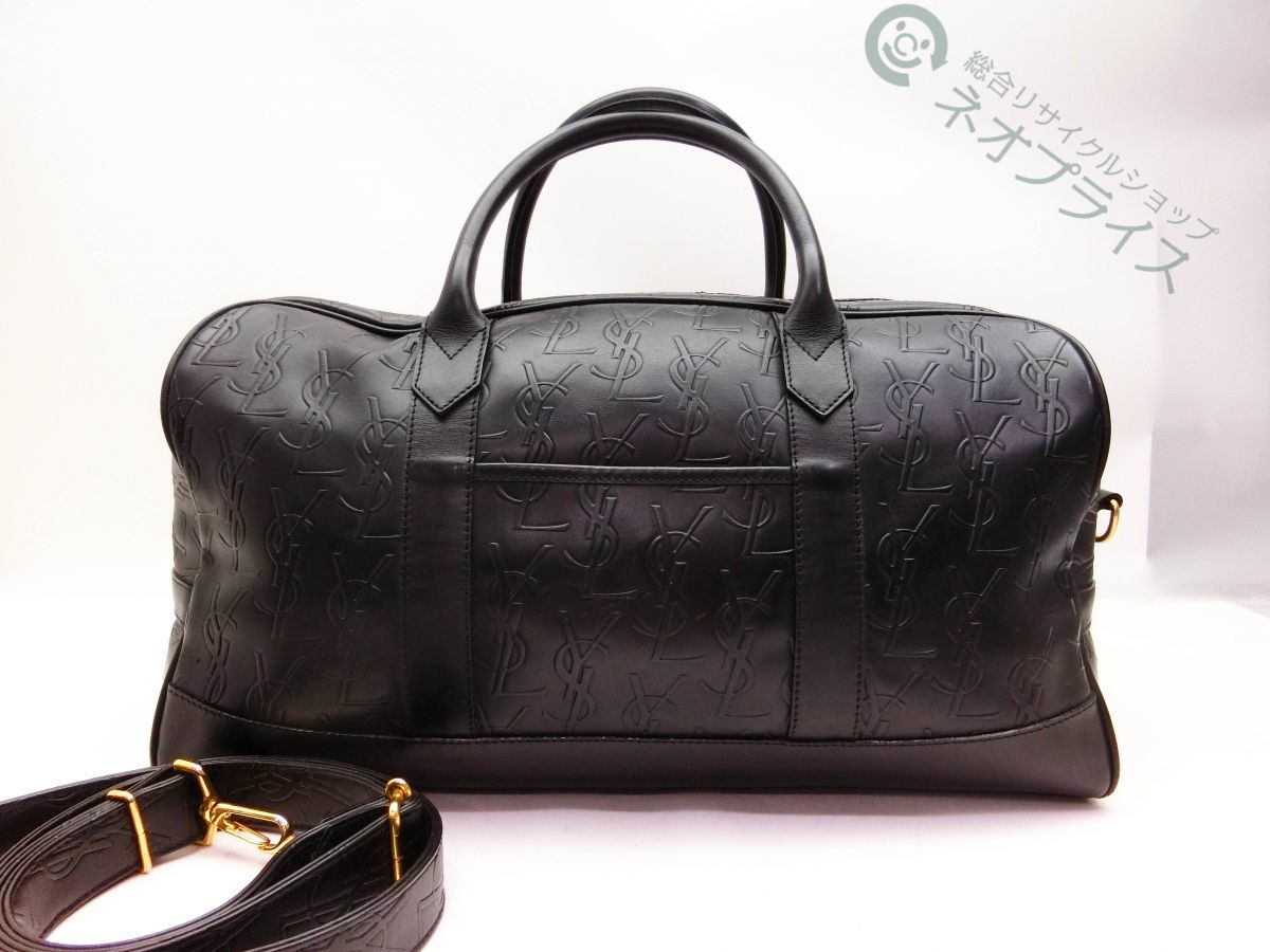 ◇S1078 イヴサンローラン YSL チャーム 付 総柄 レザー 2WAY ボストン