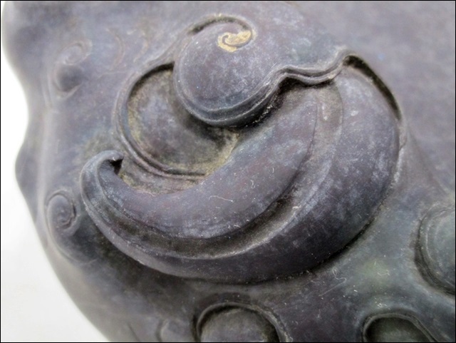 16 04-246352-28 [S] 硯 端渓 龍雲 高さ 約9cm 大きさ 約21×27cm 重さ