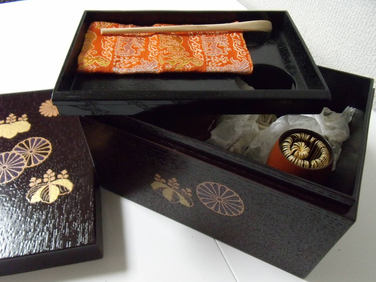 茶道具 茶箱セット 茶箱 | 黒掻合 お茶道具東玉堂 高台寺蒔絵（全点前