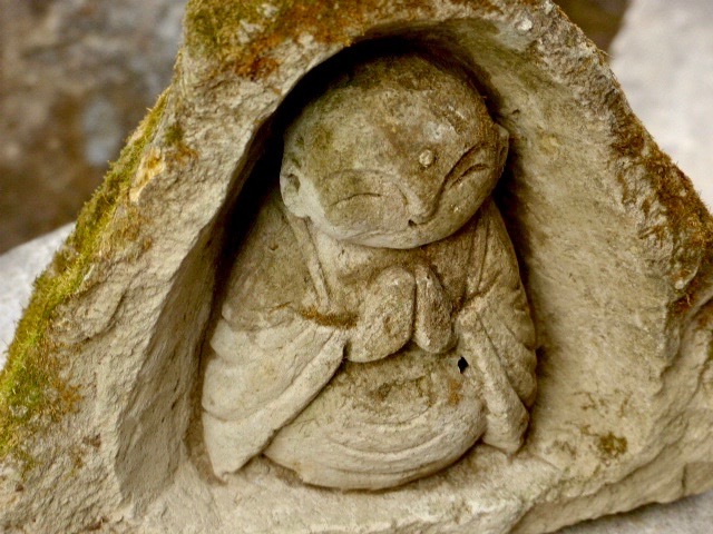 数珠地蔵様の石像h28cm／6.5kg お地蔵さん 地蔵菩薩 石仏 0129a 【公式