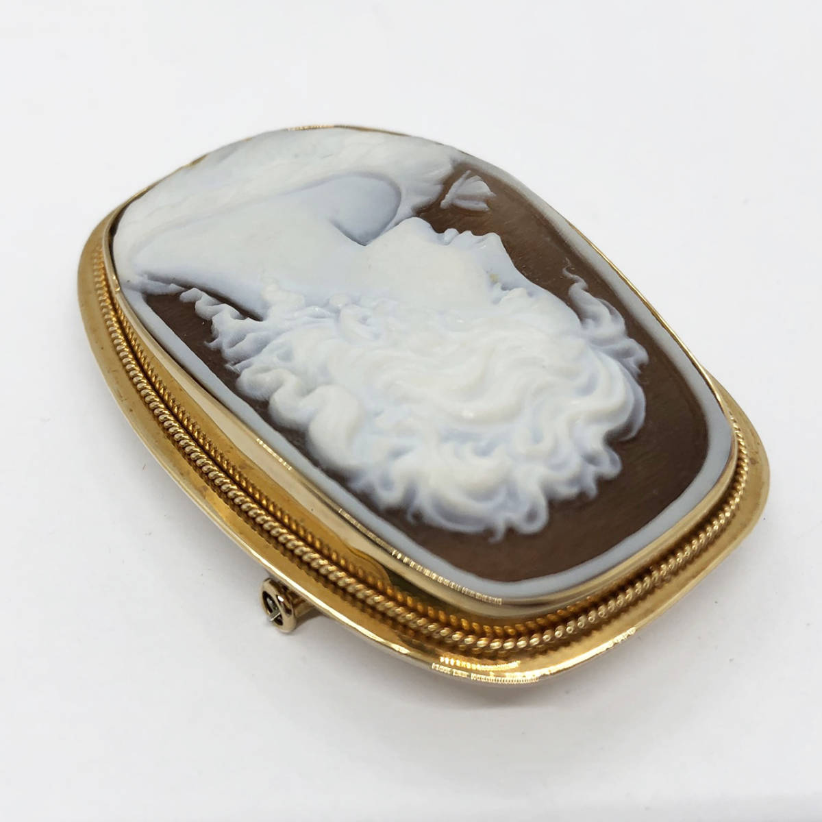 K18 ブローチ カメオ シェルカメオ ペンダント ヴィンテージ