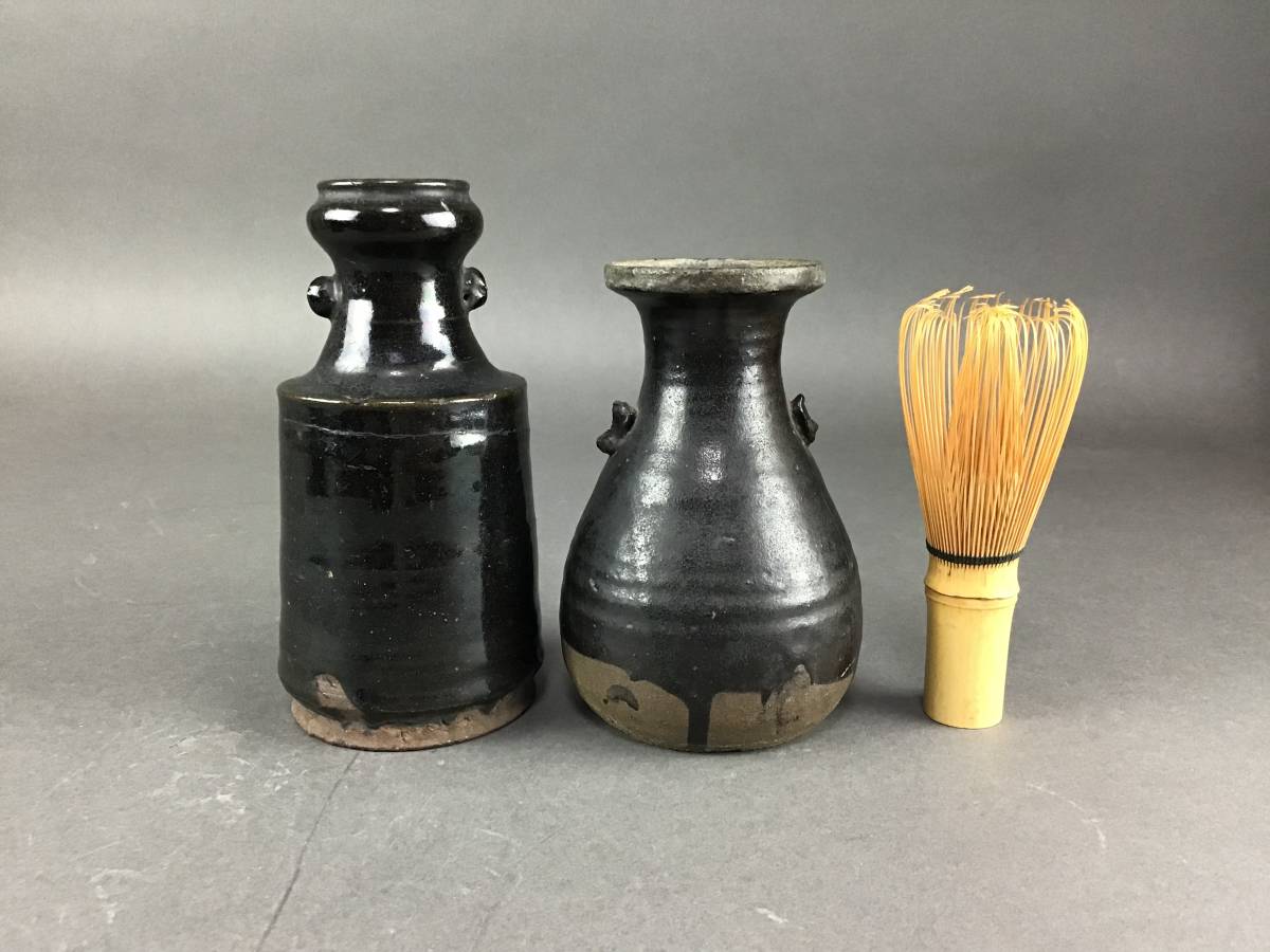 骨董と詩学 Antique & Poetics 蛇韻律 薩摩焼 花瓶 陶器 黒備前焼 