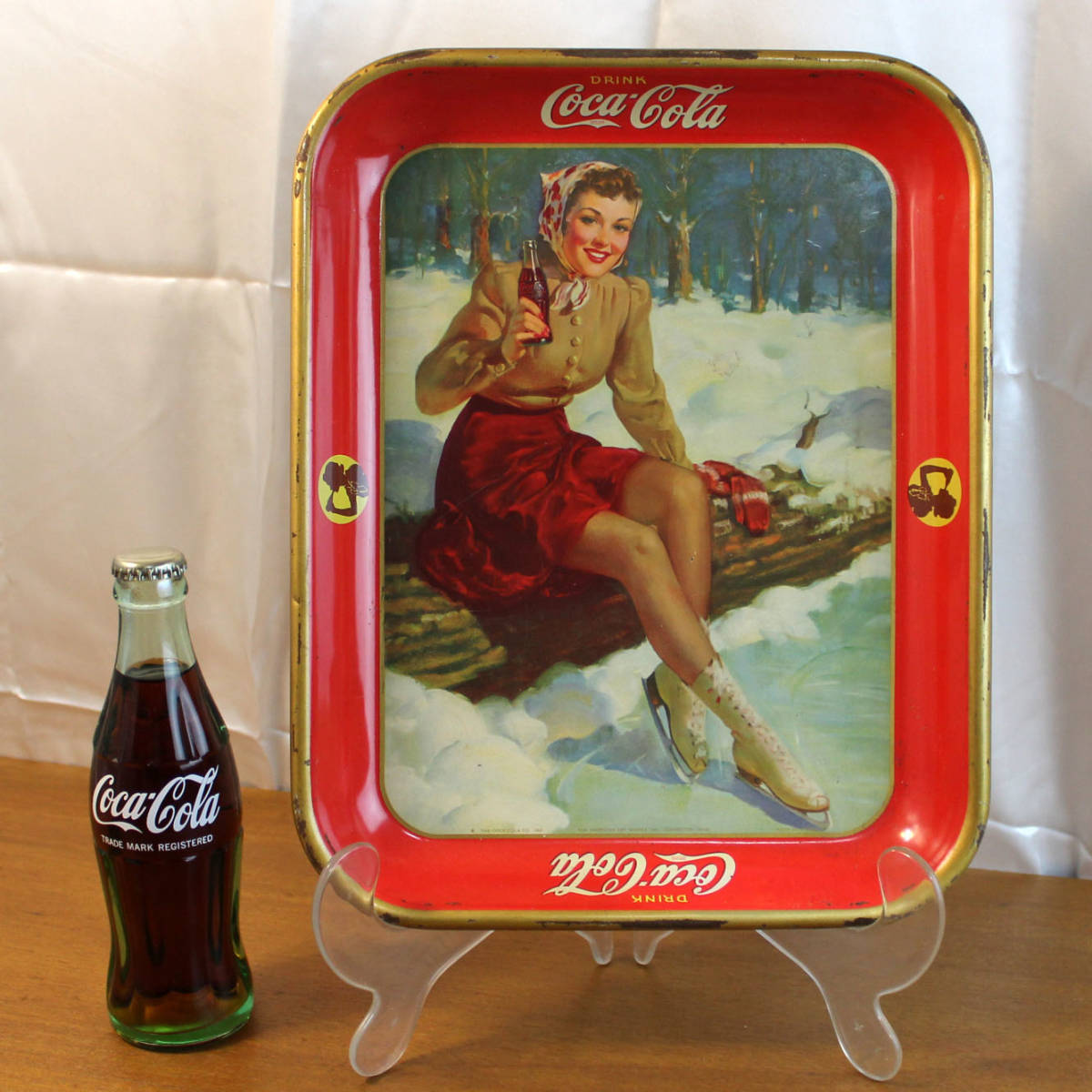 本物 1941年 ビンテージ コカコーラ トレイ アイススケート USA 製