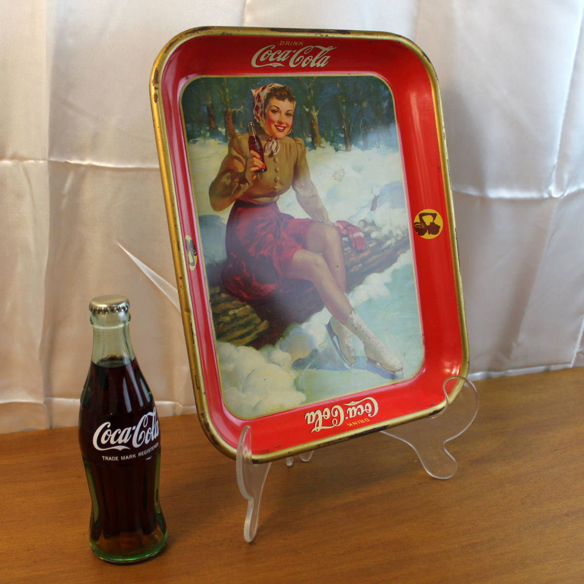 本物 1941年 ビンテージ コカコーラ トレイ アイススケート USA 製