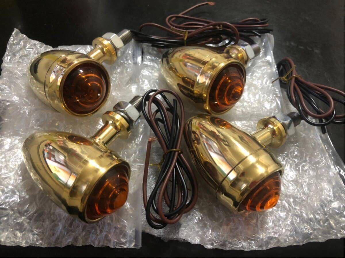 ブラス ハーレー ビンテージ チョッパー ボバー ウインカー4個セット