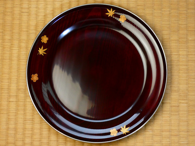 武者小路武者武者 源・h】時代物 黒塗 鶴蒔絵入 屠蘇台・足付 長四方盆/箱付