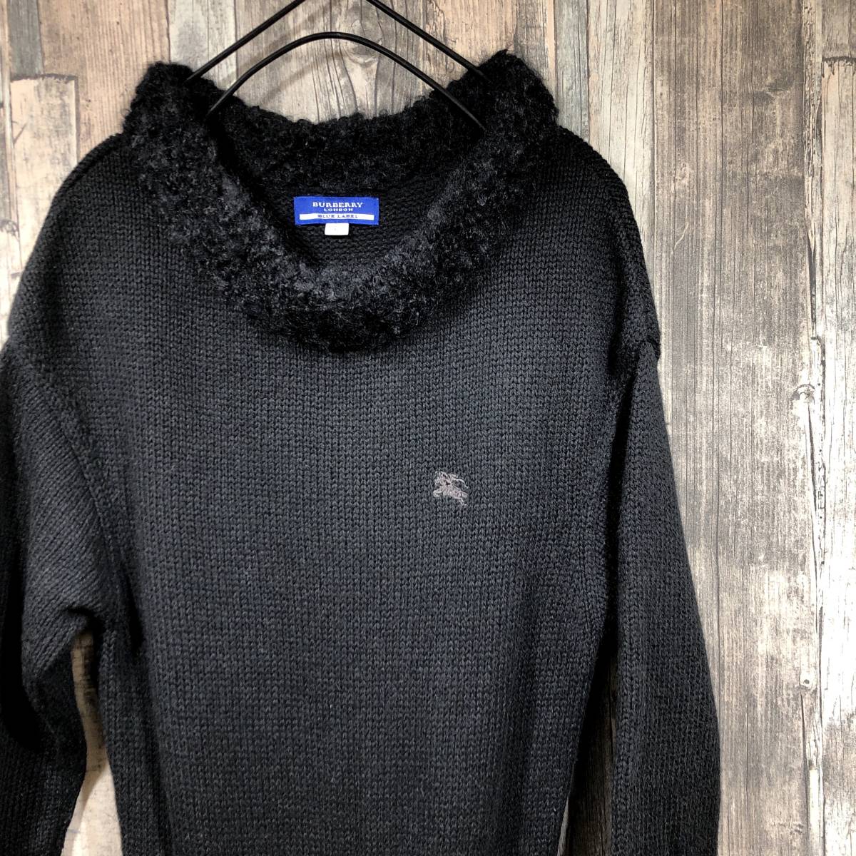 1度着用のみ BURBERRY BLUE LABEL 38 ブラックワンピース □BURBERRY BLUE LABEL□ 38 M位 黒 ブラック バーバリー ブルー
