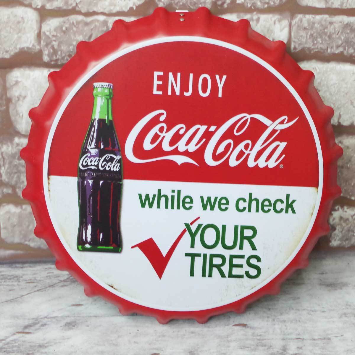 【BZ-49】王冠 ブリキ看板 蓋 コカコーラ Coca Cola 瓶 ボトル アメリカン雑貨 ヴィンテージ アメリカンレトロ 雑貨 35cm_1