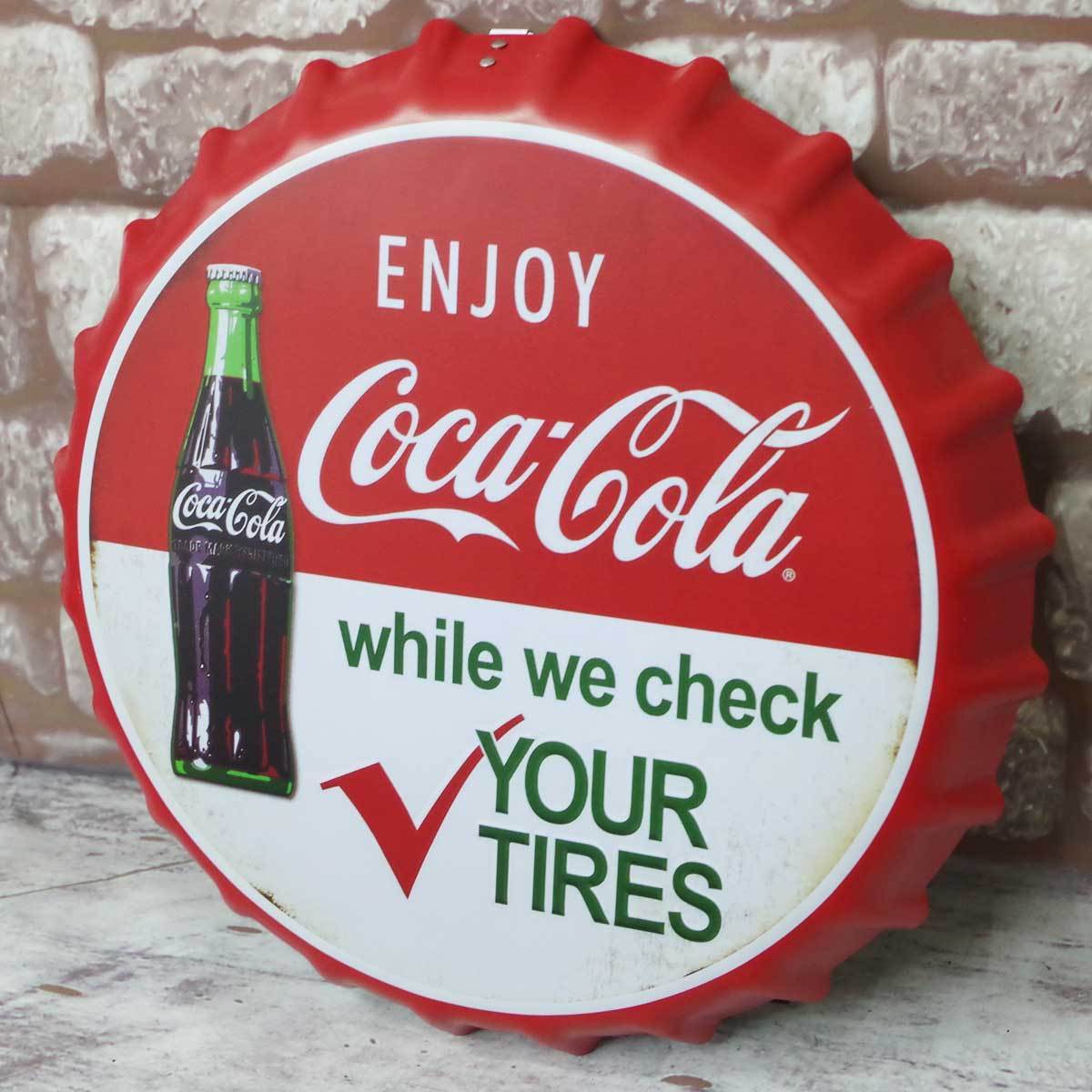 【BZ-49】王冠 ブリキ看板 蓋 コカコーラ Coca Cola 瓶 ボトル アメリカン雑貨 ヴィンテージ アメリカンレトロ 雑貨 35cm_2