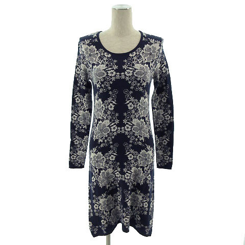 シーバイクロエ See By Chloe ワンピース ひざ丈 長袖 ニット 総柄 花柄 ネイビー 紺 白 Xs ワンピース 売買されたオークション情報 Yahooの商品情報をアーカイブ公開 オークファン Aucfan Com