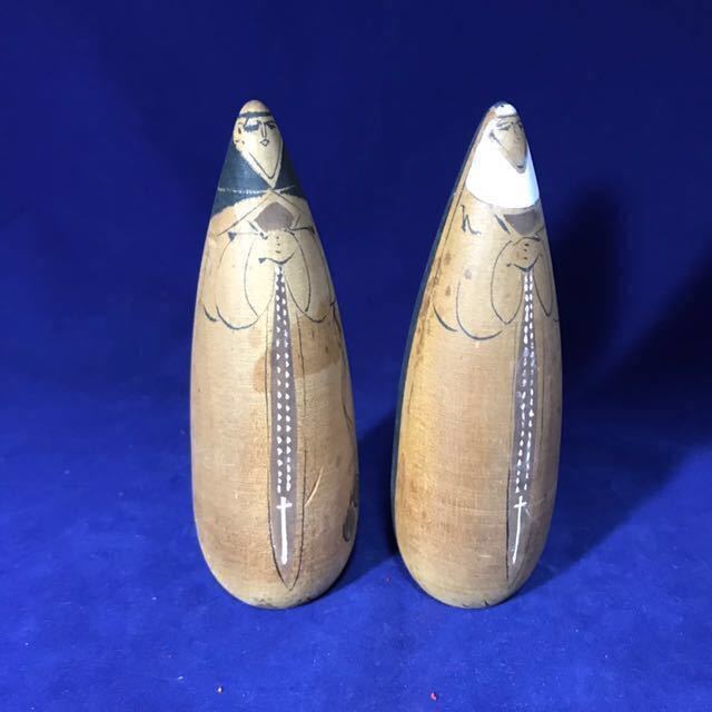 古い 木彫り 人形 トラピスト シスター こけし 北海道 函館 一刀彫 検