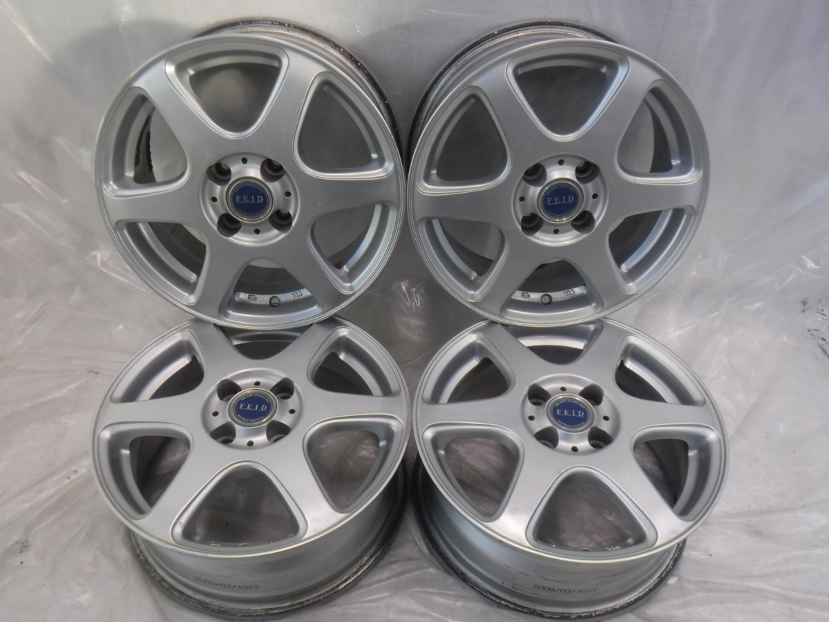 YC0603】4H 100 6J +45 15インチ 社外品 FEID アルミホイール 4本セット