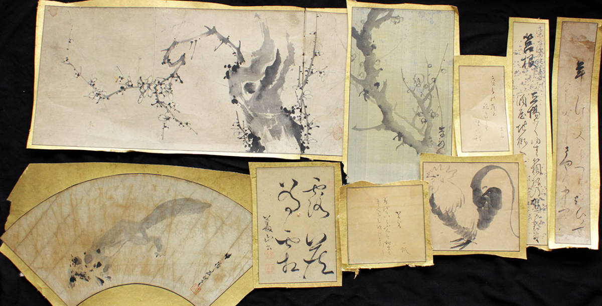 ◇『 古書画 扇面 めくり 32枚 』山水花鳥 中国唐物唐画 古筆 扇面