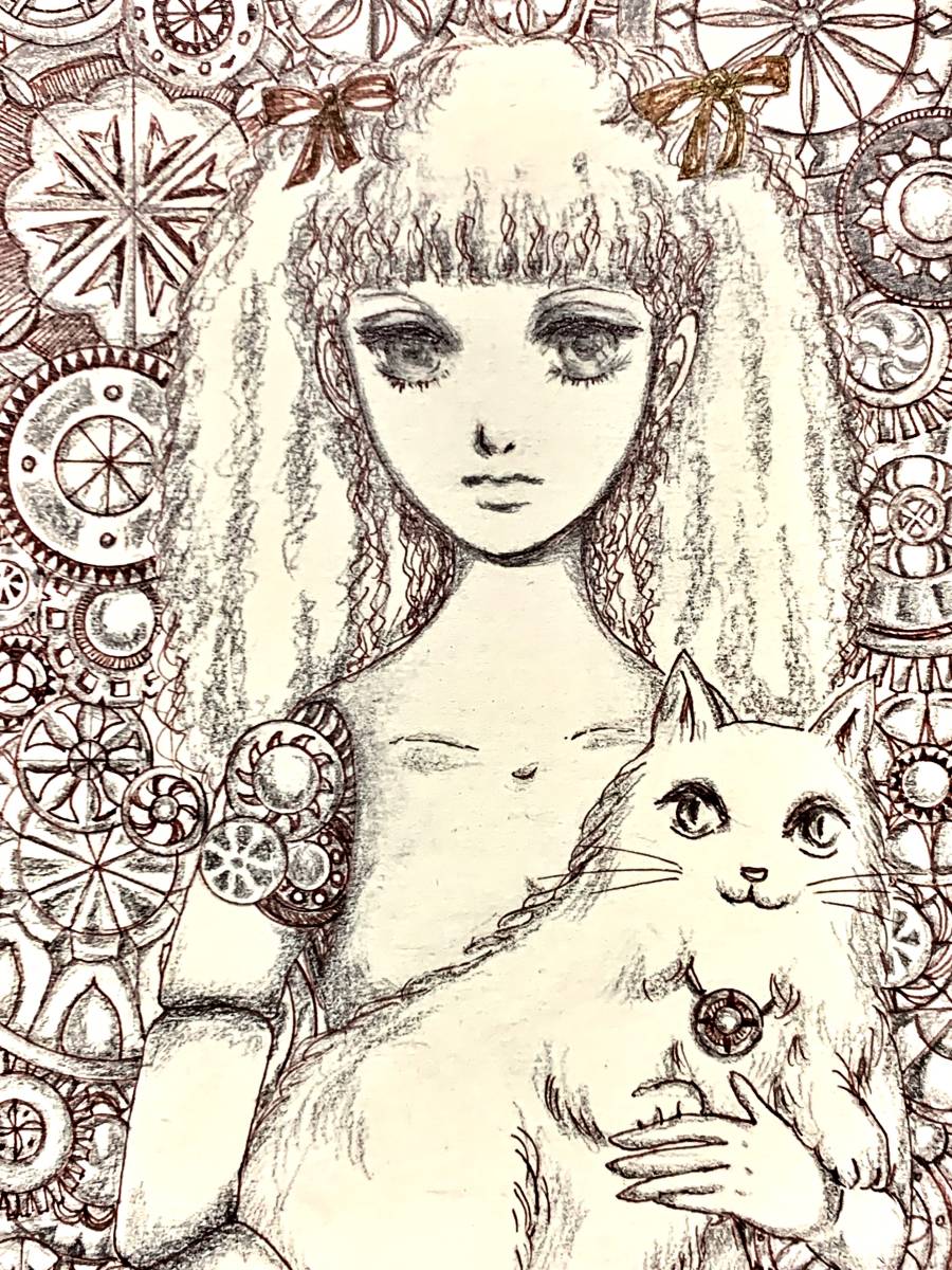 手描きイラスト オリジナル - 鉛筆画 女の子 Yahoo!オークション 白黒