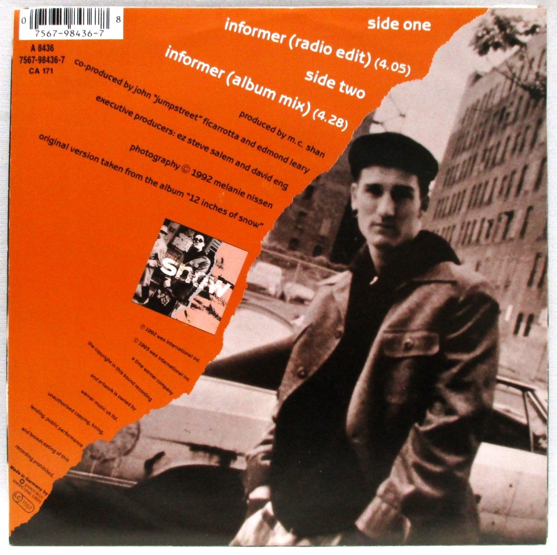 独7 SNOW / INFORMER / 1992 ドイツ盤 7インチシングルレコード EP 45 M.C. SHAN プロデュース ...