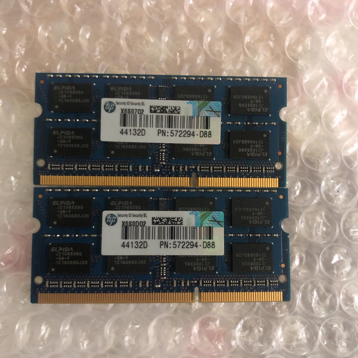 送料無料中古品　PC用メモリELPIDA 4GB 2Rx8 PC3-12800S 2枚計8GB