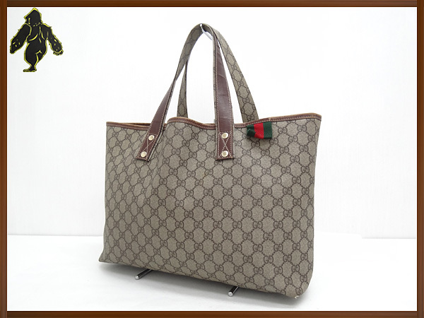 中古 本物 グッチ GUCCI トートバッグ 211134 GG柄 シェリー ベージュ 