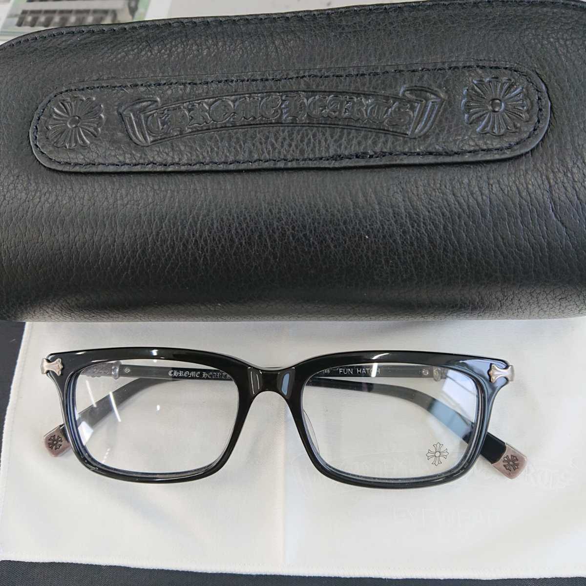 美品】ChromeHearts/クロムハーツ メガネ 眼鏡 ブラックフレーム 金具 