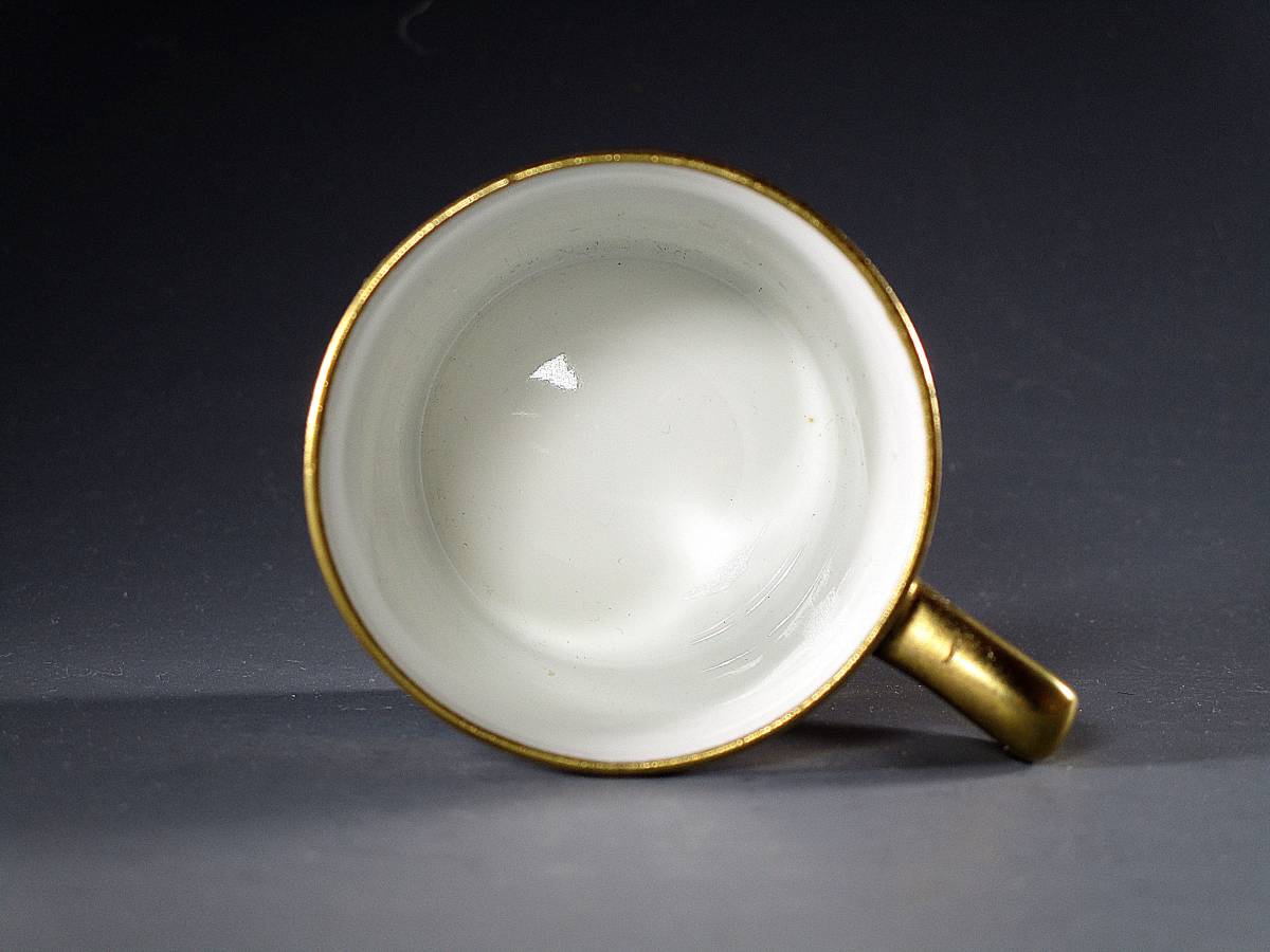 オールドノリタケ 金盛り上げ 風景画 点盛 カップ＆ソーサー コバルト