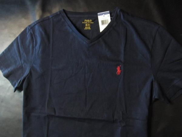  本物正規 ポロラルフローレン Tシャツ Vネック ポニー 紺赤 M 9001-041(Mサイズ)｜売買されたオークション情報、yahooの商品情報をアーカイブ公開 - オークファン 男性用
