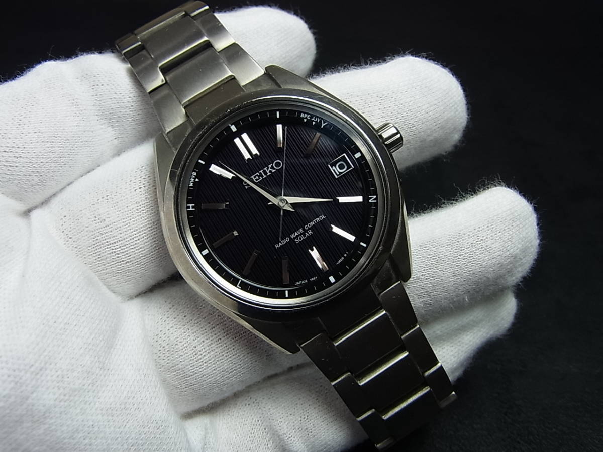 稼働品 SEIKO 電波ソーラー チタン デイト 7B24-0BH0 ブライツ SEIKO