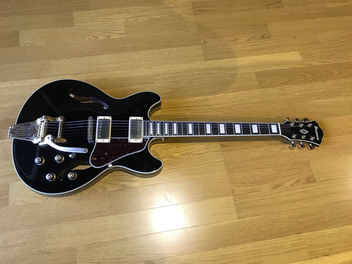 最終値下げ Ibanez as93tg-bk 美品 Ibanez エレキギター⁄セミアコ⁄黒系⁄HH⁄ビグスビー⁄AS93TG AS93TG 指